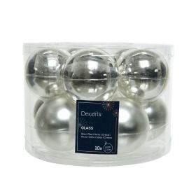 Silver Baubles - Tub of 10 - 60mm